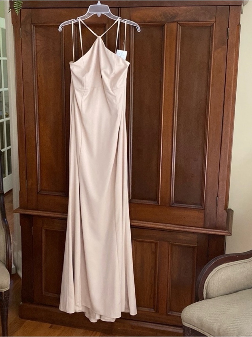 Amsale Formal Evening Gown Bridesmaid Dress in
Champagne Crepe NWT 16